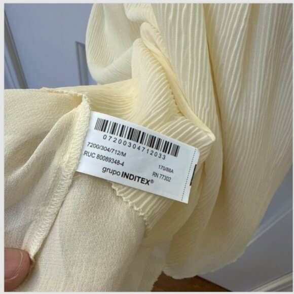 Zara Little Bow Textured Beige Black Straps Mini Dress Size M Feminine Beach Fun - Picture 6 of 9